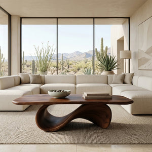 Modern Coffee Table With Organic Curved Base For Living Room