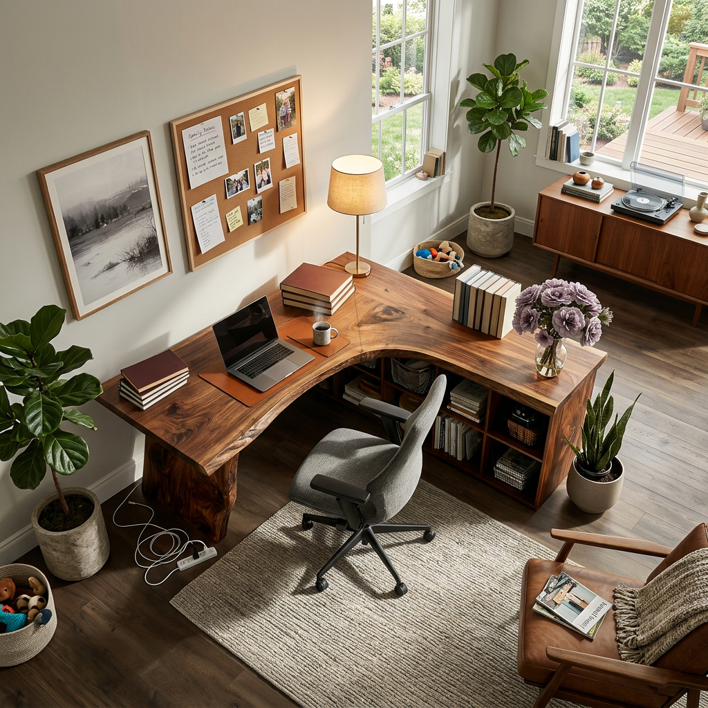 Minimalist Wooden Desk With Storage For Home Workspace