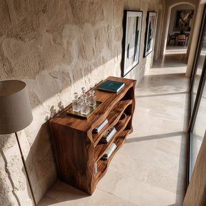 Rustic Console Table With Three Open Shelves For Home