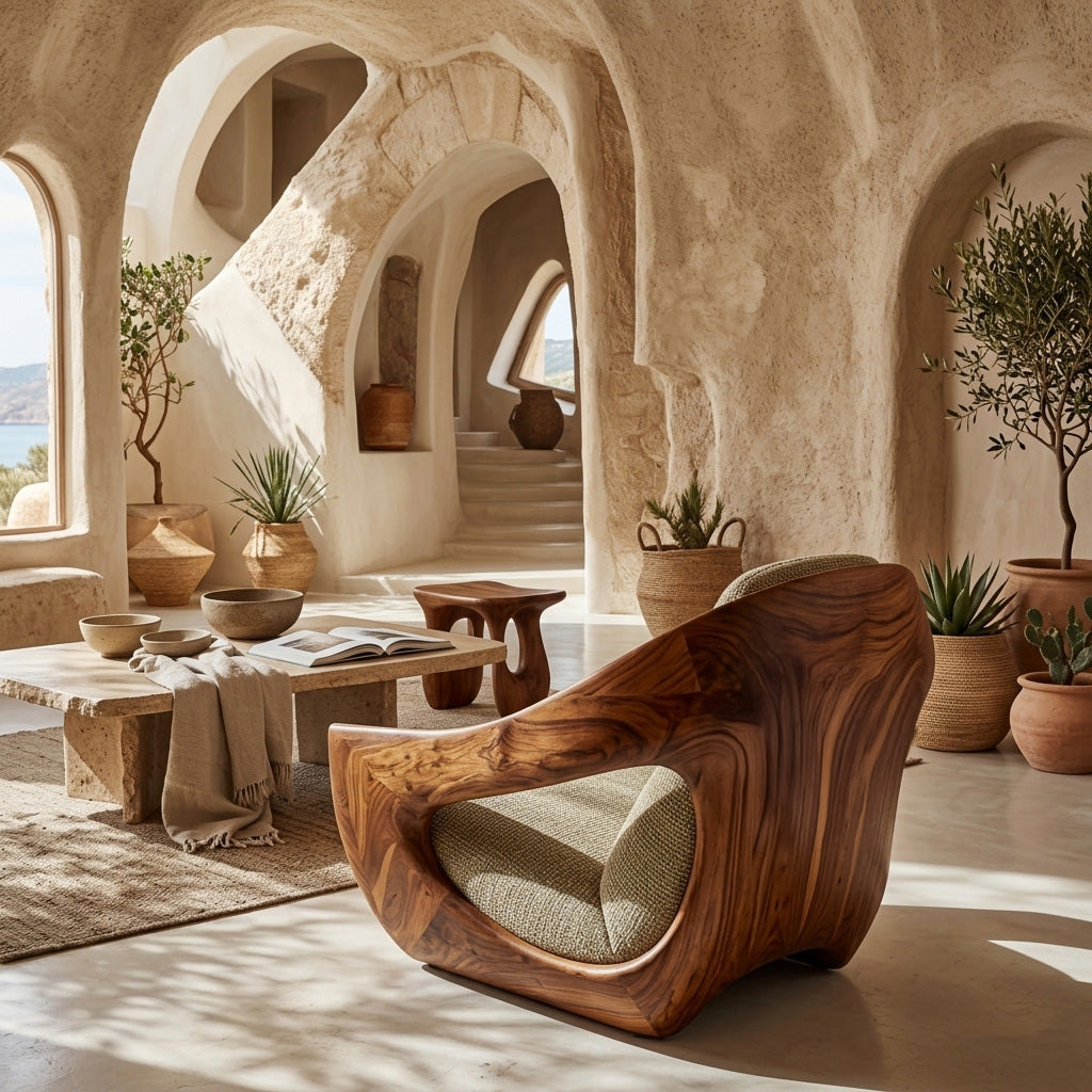 Artistic Natural Wood Chair For Contemporary Living Room