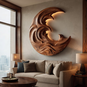 Organic Modern Wood Wave Wall Art For Living Room