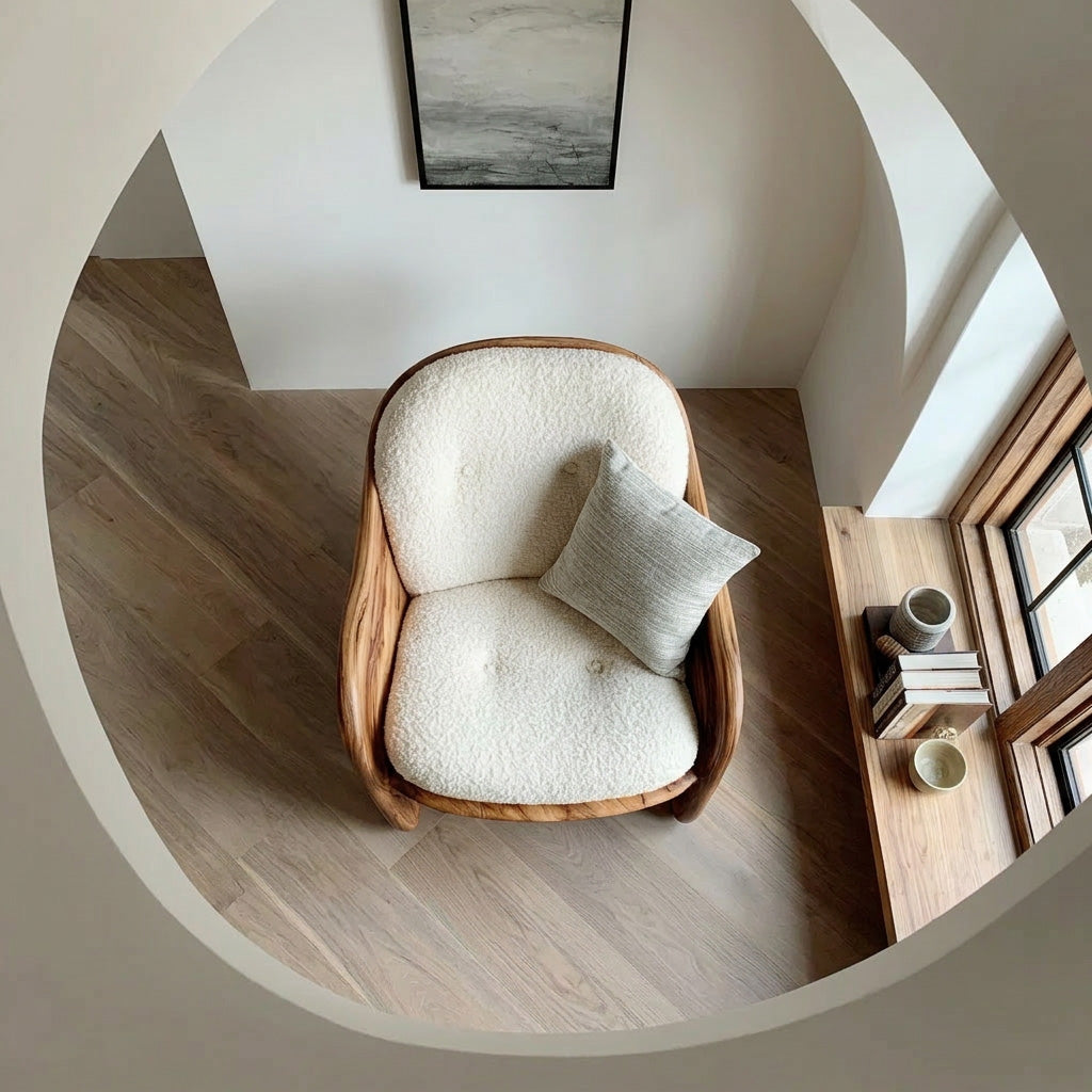 Modern Natural Wood Chair For Bedroom Reading Corner
