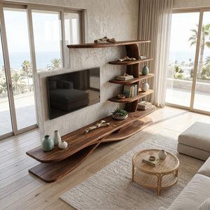 Contemporary TV Stand With Side Shelving For Living Room