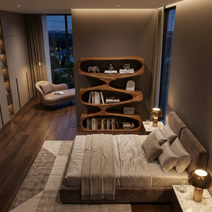Organic Sculptural Bookshelf With 3 Tiers Storage For Living Room