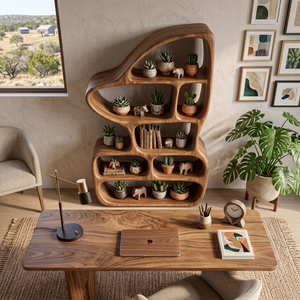 Organic Bookcase With Contemporary Sculptural Form For Living Room