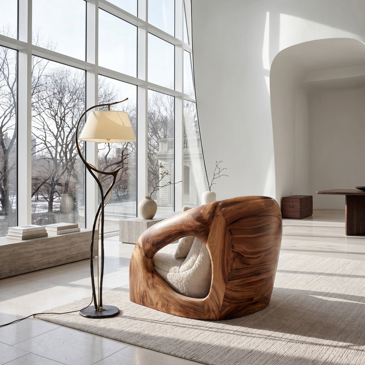 Contemporary Curved Armchair For Modern Living Room