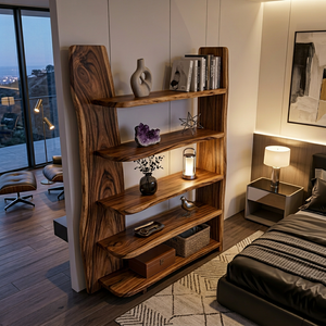 Handcrafted Wooden Bookshelf For Living Room Interior