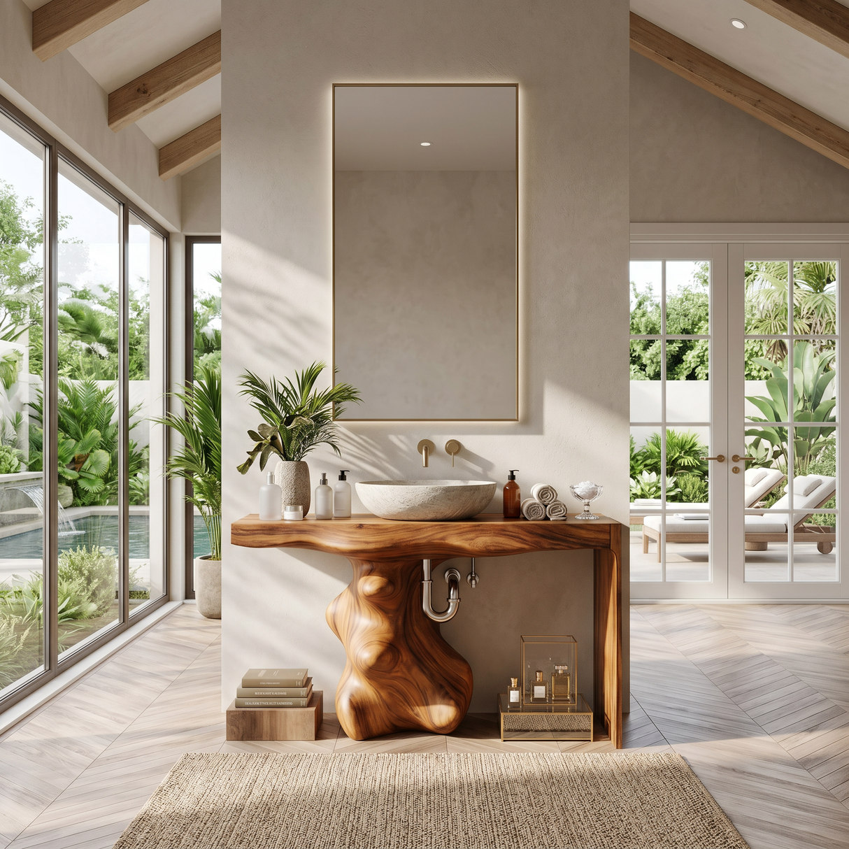 Mid Century Vanity For Organic Bathroom Interiors