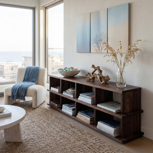 Modern Two Tiers Natural Wood Bookshelf For Home Storage