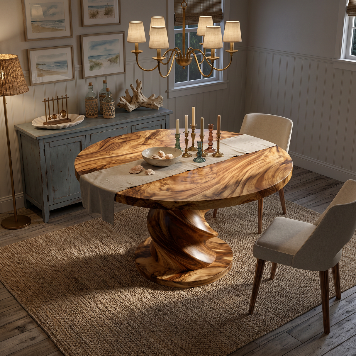 Sculptural Round Bistro Table For Tropical Dining Room