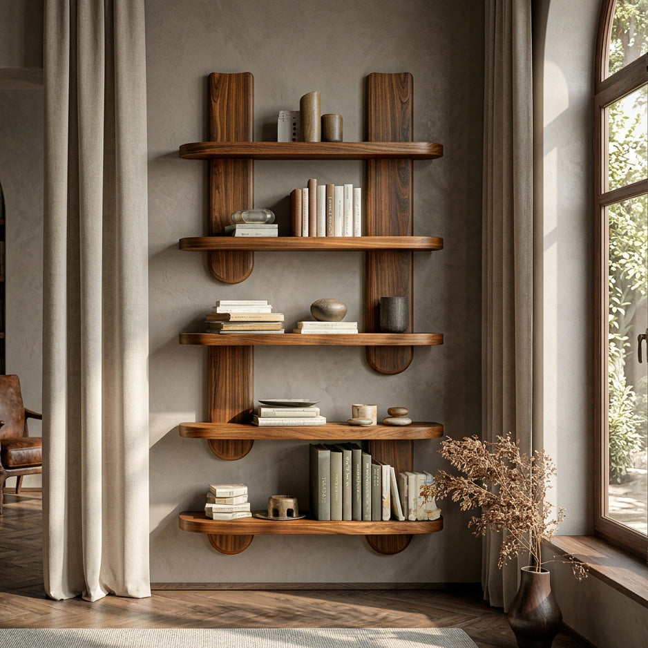 Modern Wooden Wall Mounted Bookshelf For Home Decor