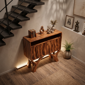 Wooden Console Table With Classic Carved Front For Modern Home