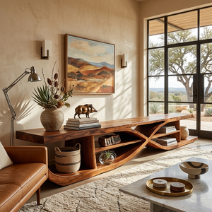 Wooden TV Stand X-shaped Frame Design For Living Room