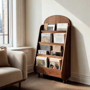 Contemporary Wooden Rounded Arch Magazine Rack For Reading Corner