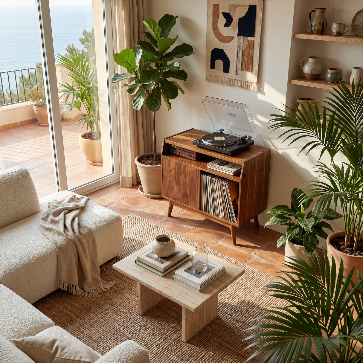 Modern Wooden Record Player Stand For Living Room Furniture