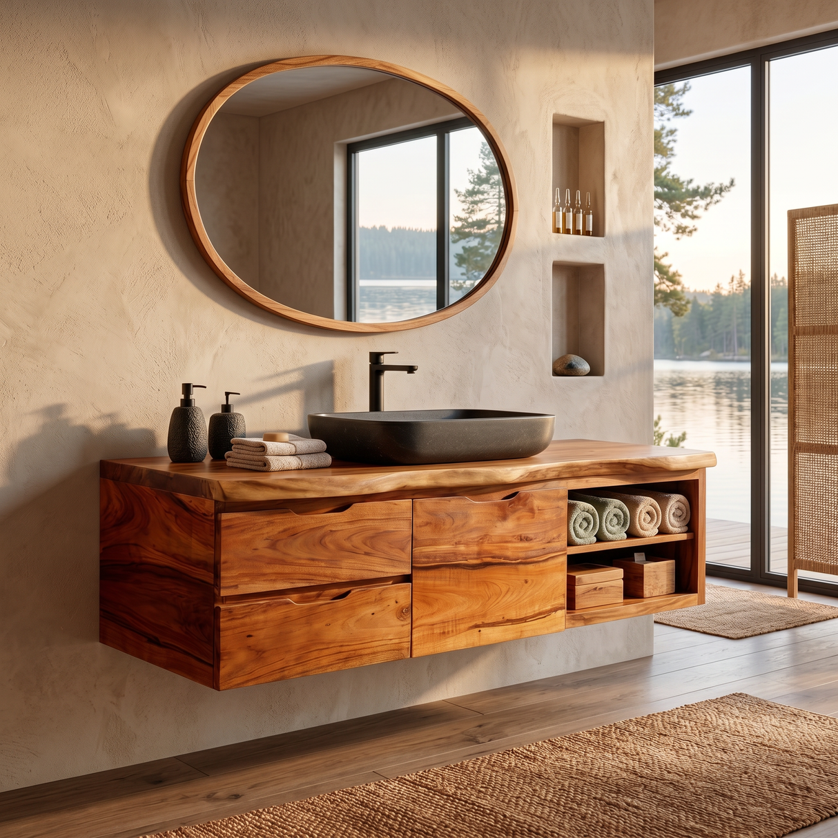 Japandi Wall Mounted Vanity Urban Loft Bathroom