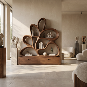 Organic Curved Bookcase For Modern Living Room