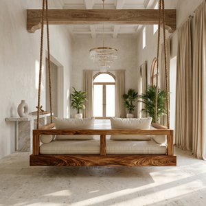 Modern Luxury Wooden Hanging Sofa Swing Contemporary Residence