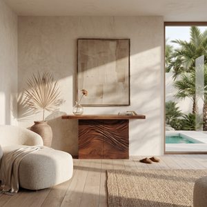 Minimalist Organic Edge Accent Table For Entryway Interior Area