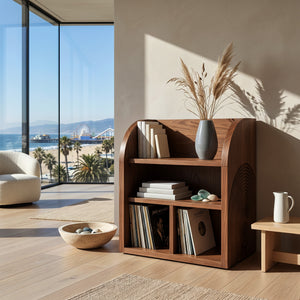 Organic Wooden Magazine Rack With Multi Compartments For Home