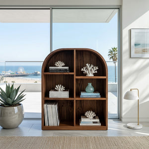 Contemporary Open Wooden Magazine Rack With  For Living Room