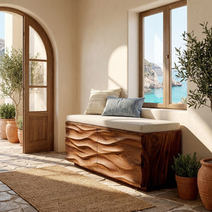 Modern Wave Storage Bench For Home Decor