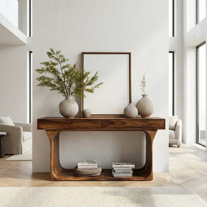 Modern Console Table With Rounded Base Frame For Home