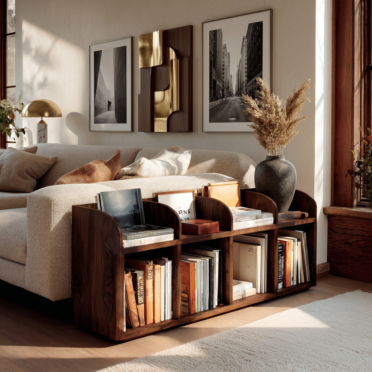 Modern Wooden Open Display Magazine Rack For Living Room