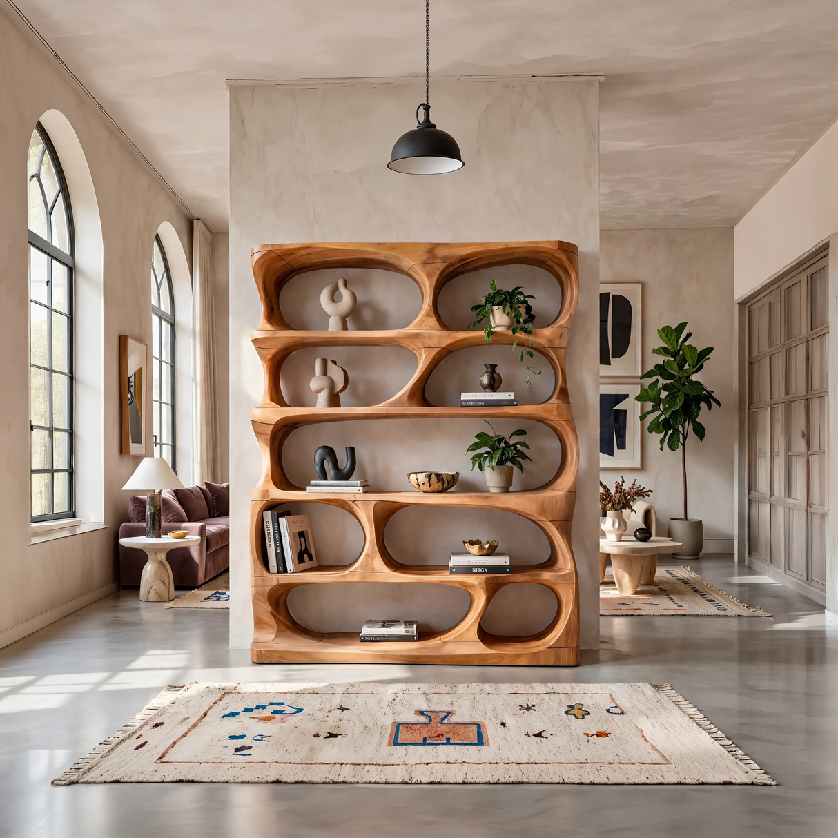 Minimalist Sculptural Bookshelf Display Organizer For Home Office