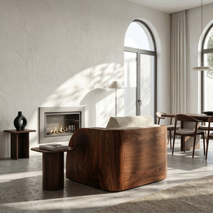Minimalist Curved Frame Armchair For Contemporary Home