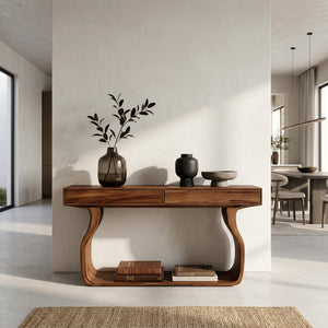Minimalist Console Table With Curved Base Frame For Entryway