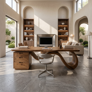 Contemporary Wave Base Executive Desk Design Studio