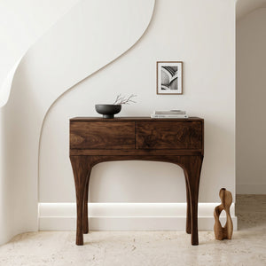 Organic Wooden Tapered Console Table For Living Room