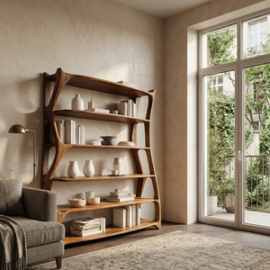 Elegant Wooden Standing Shelf With Tiers For Living Room