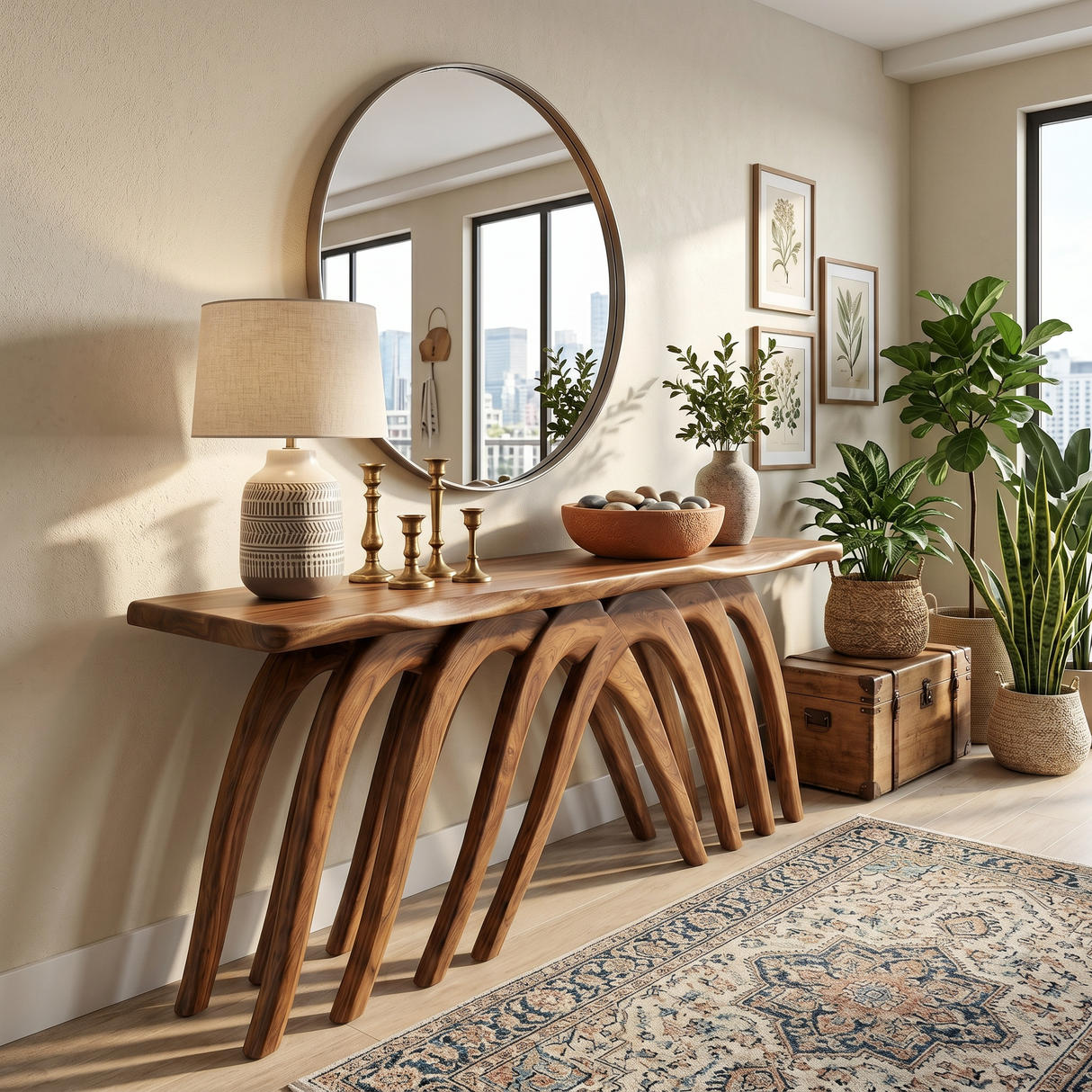 Modern Flowing Console Table Luxury Living Room