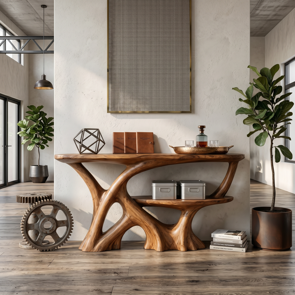 Organic Root Base Console Table Luxury Entryway