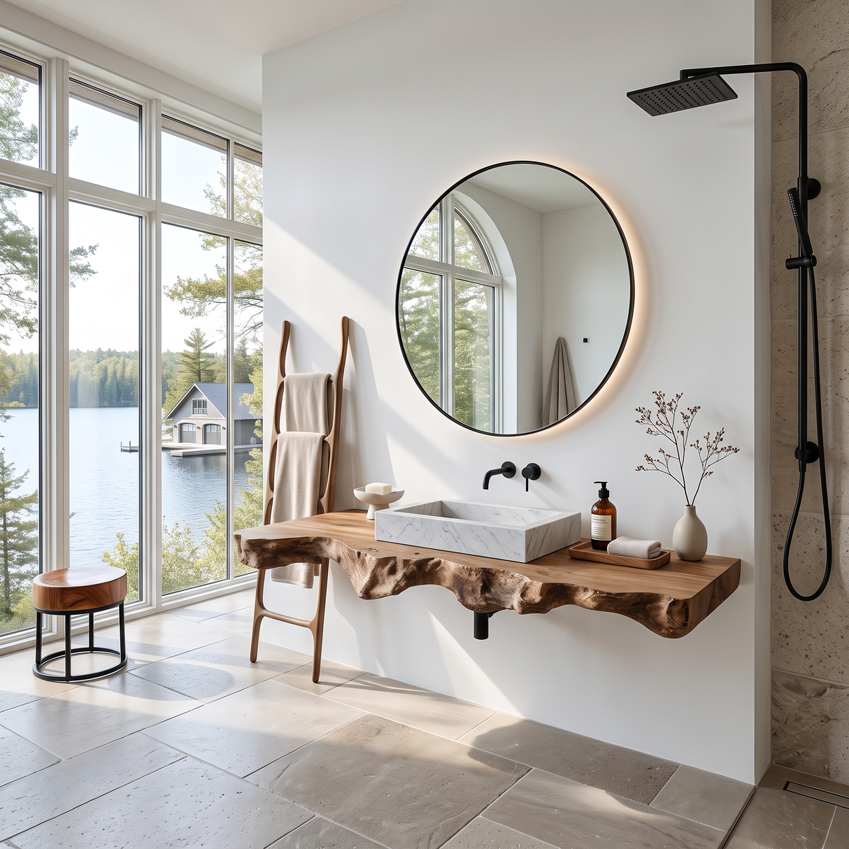 Live Edge Solid Wood Vanity For Rustic Bathroom