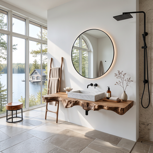 Live Edge Solid Wood Vanity For Rustic Bathroom