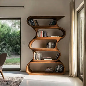 Contemporary Bookshelf With Rounded Tiers For Living Room