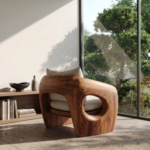 Luxury Sculptural Wooden Armchair For Reading Nook