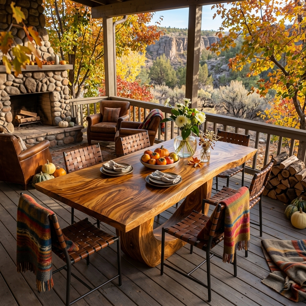 Modern Wooden Dining Table With Curved Base For Living Space