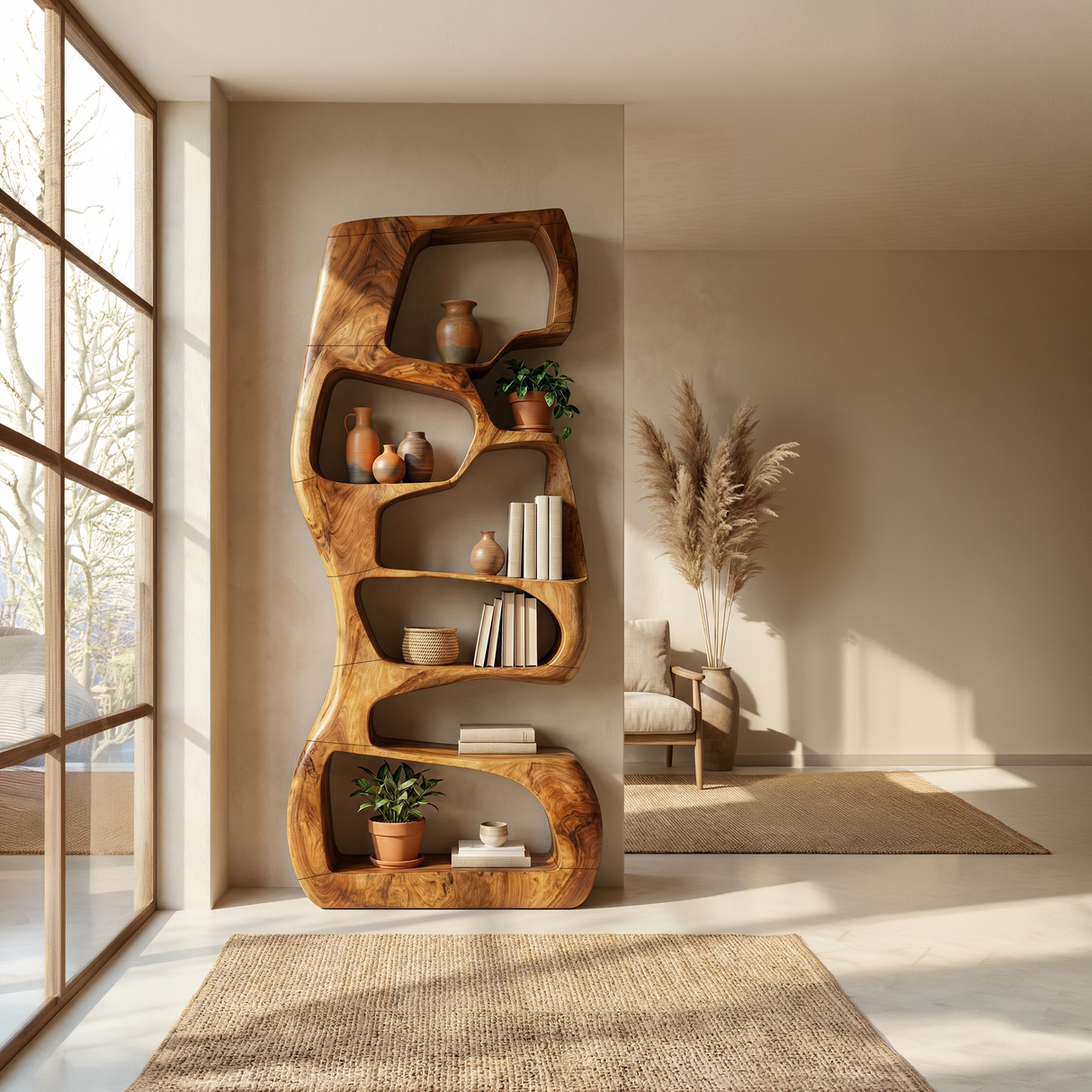 Modern Wooden Bookshelf For Home Living Storage