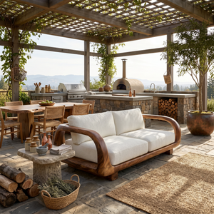 Modern Sculptural Wooden Sofa Contemporary Penthouse Living Room