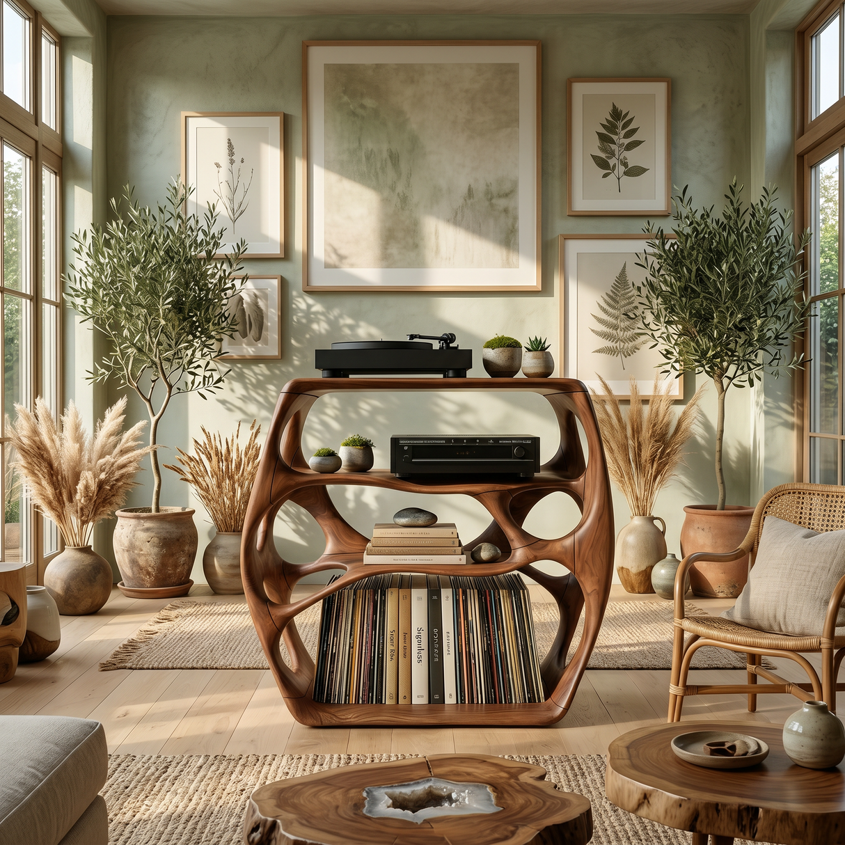 Minimalist Record Stand For Music Studio Interior Area