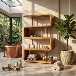 Modern Wooden Display Shelf For Spa Decor