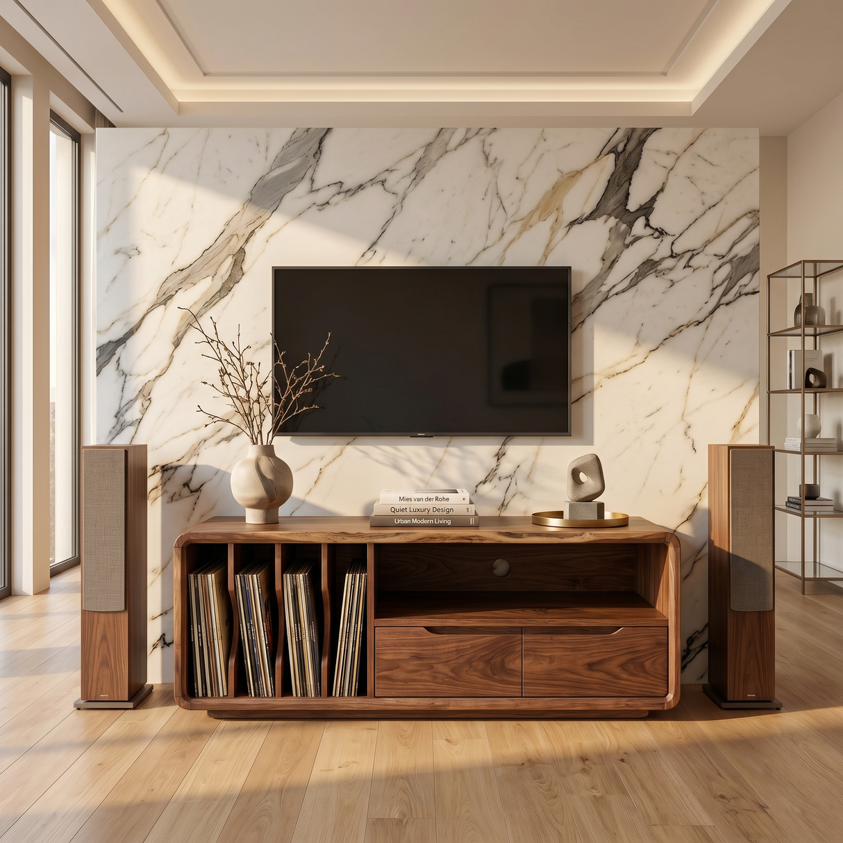 Handmade Wooden TV Cabinet Organic Curved Form