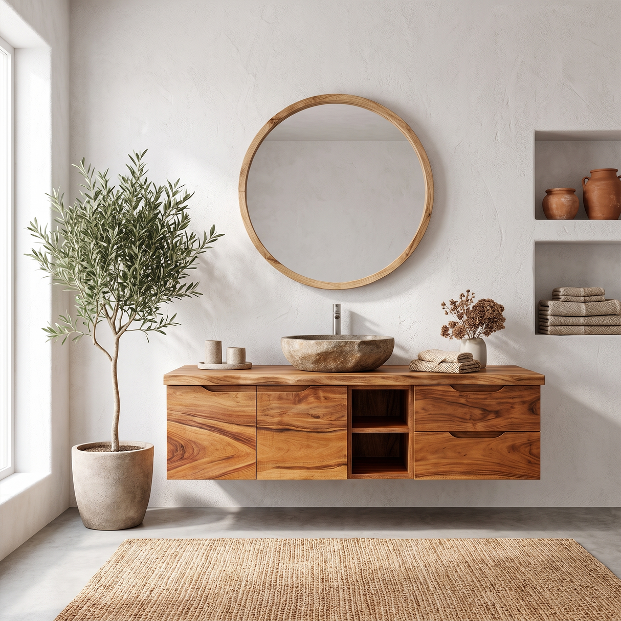 Organic Modern Washstand Contemporary Bathroom Interior