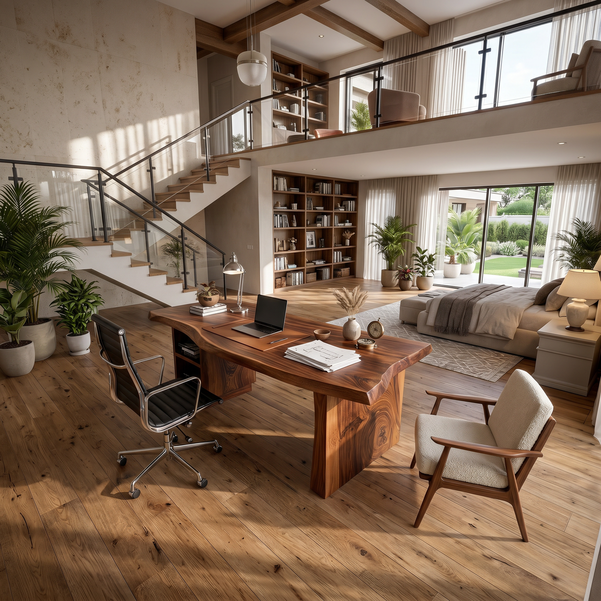 Luxury Executive Desk With Live Edge Top For Classic Home Office