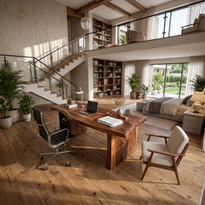 Luxury Executive Desk With Live Edge Top For Classic Home Office