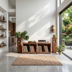 Contemporary Modular Vinyl Storage Cabinet Audiophile Lounge
